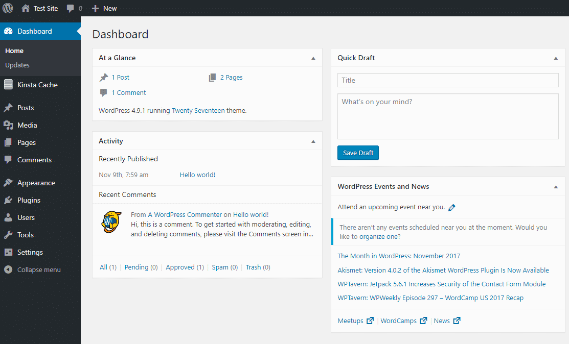 Understanding the basics of WordPress dashboard WordPress Dashboard