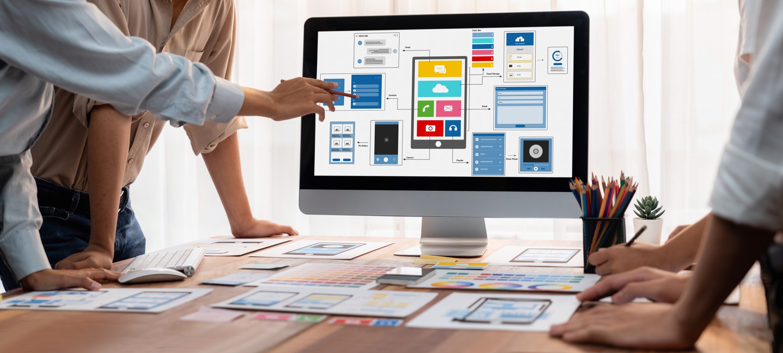 Panorama,Shot,Of,Front-end,Developer,Team,Brainstorming,Ui,And,Ux Inclusive web design