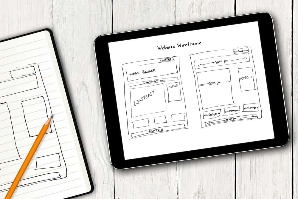 Website,Wireframe,Sketch,On,Digital,Tablet,Screen