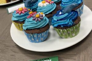 Chocolate Cupcakes with Icing for MacMillan Bake Sale at Blue Whale Media 2022