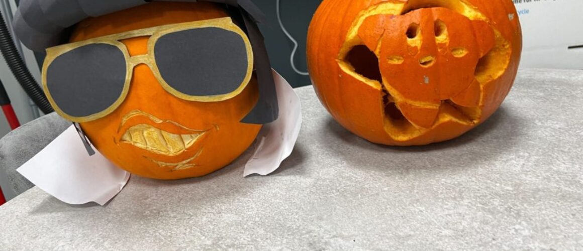2 Carved Pumpkins