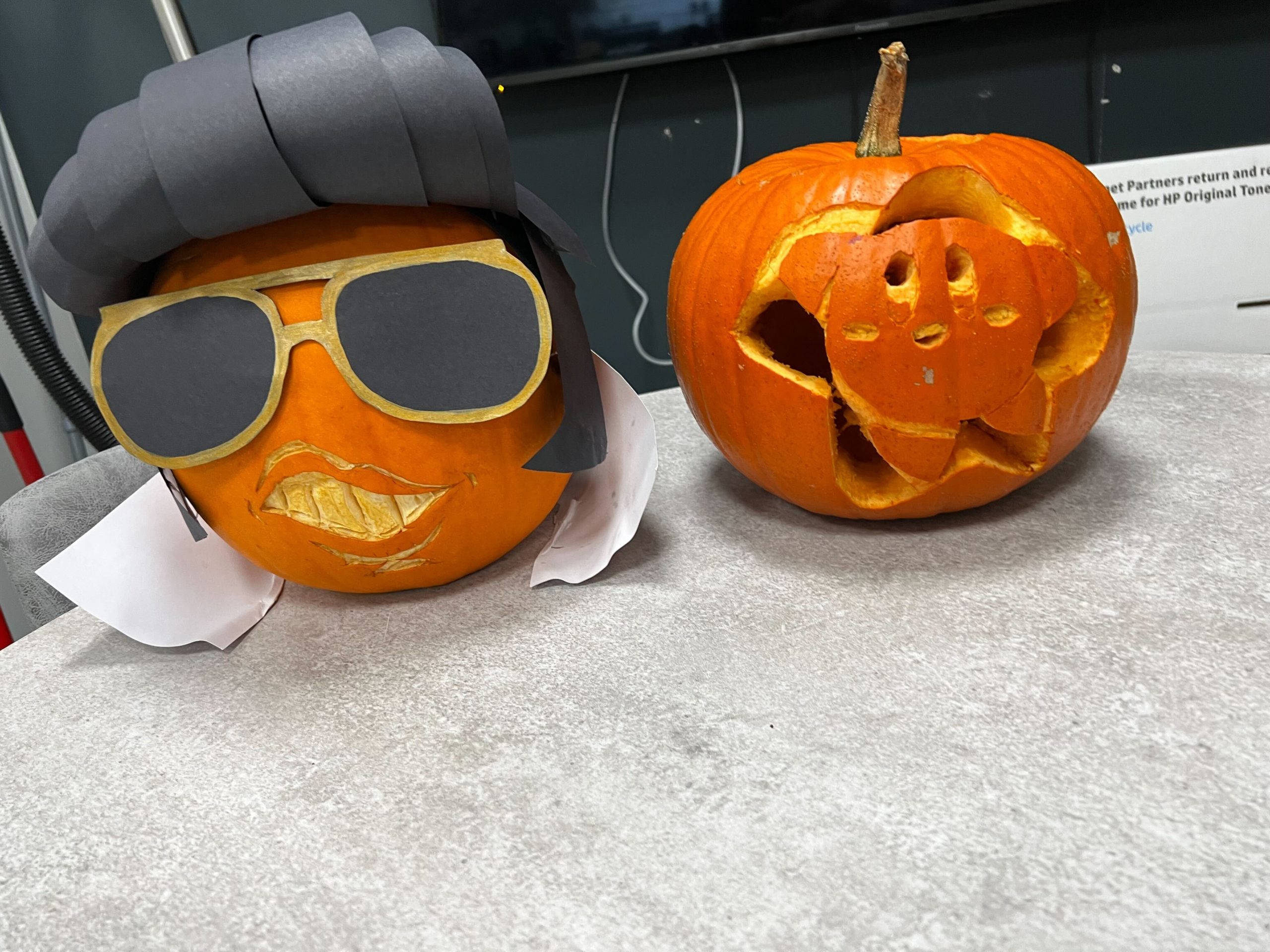 2 Carved Pumpkins